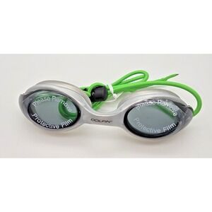 Dolphino Silver and Green Swim Googles Smoke Lenses New w/o Tags